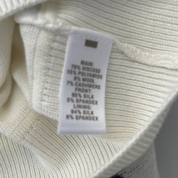 ST. JOHN Black Label Floral Silk Front & Knit Sweater Shell - Picture 10 of 11